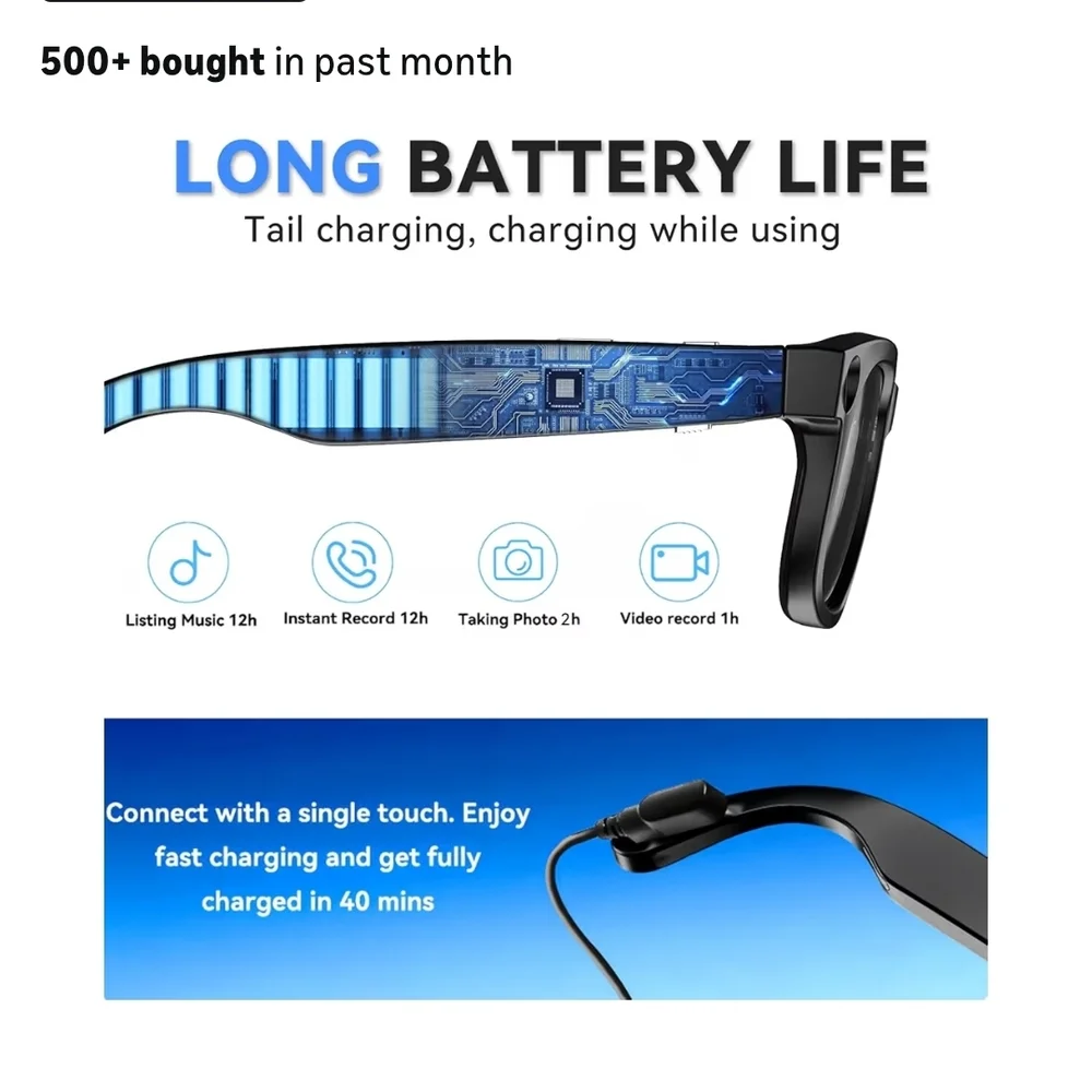Smart AI Language Translation Glasses - Real-Time Communication Device